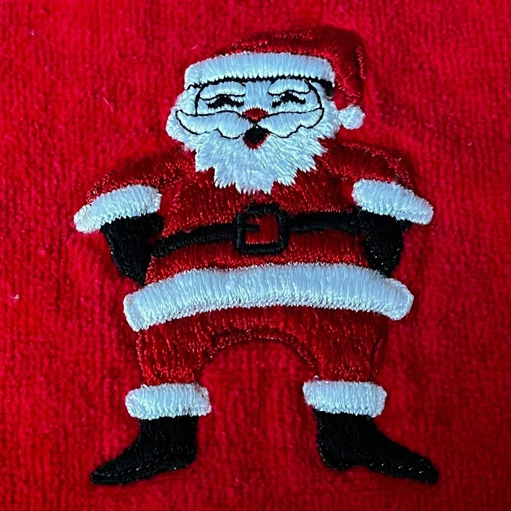 Lot Of 2 VTG Martex Xmas Santa Snowman Red Green Fingertip Hand Towels Bathroom